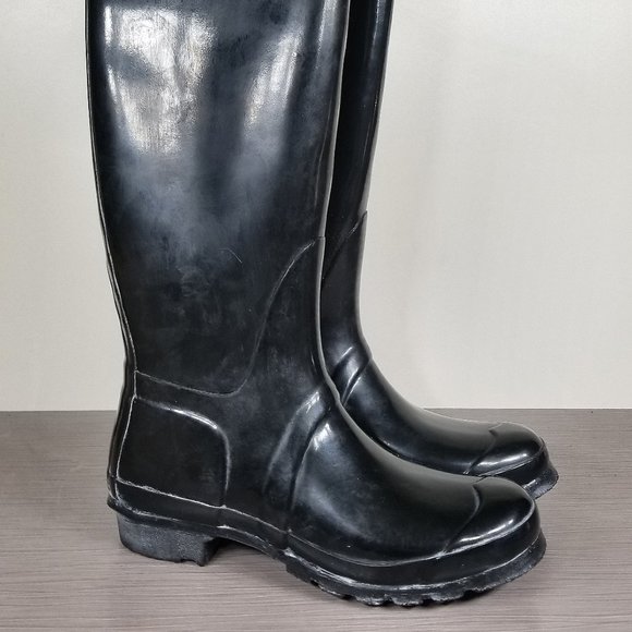 Hunter WFT1000RGL Original Tall Black Gloss Rain Boots, Womens Size 9 US / 40-41 - Picture 1 of 13